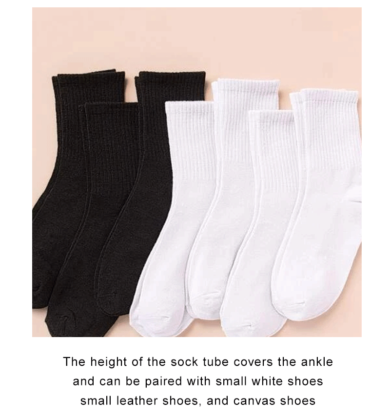 7 Pairs Polyester Elastane Mid Length Casual Crew Socks