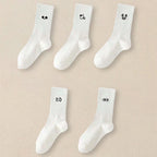 Polyester Blend Cartoon Expression Mid Tube Casual Socks