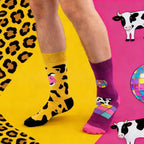 Cotton Blend Cartoon Cow Print Crew Socks