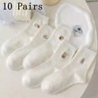 Polyester Blend Cartoon Expression Mid Tube Casual Socks
