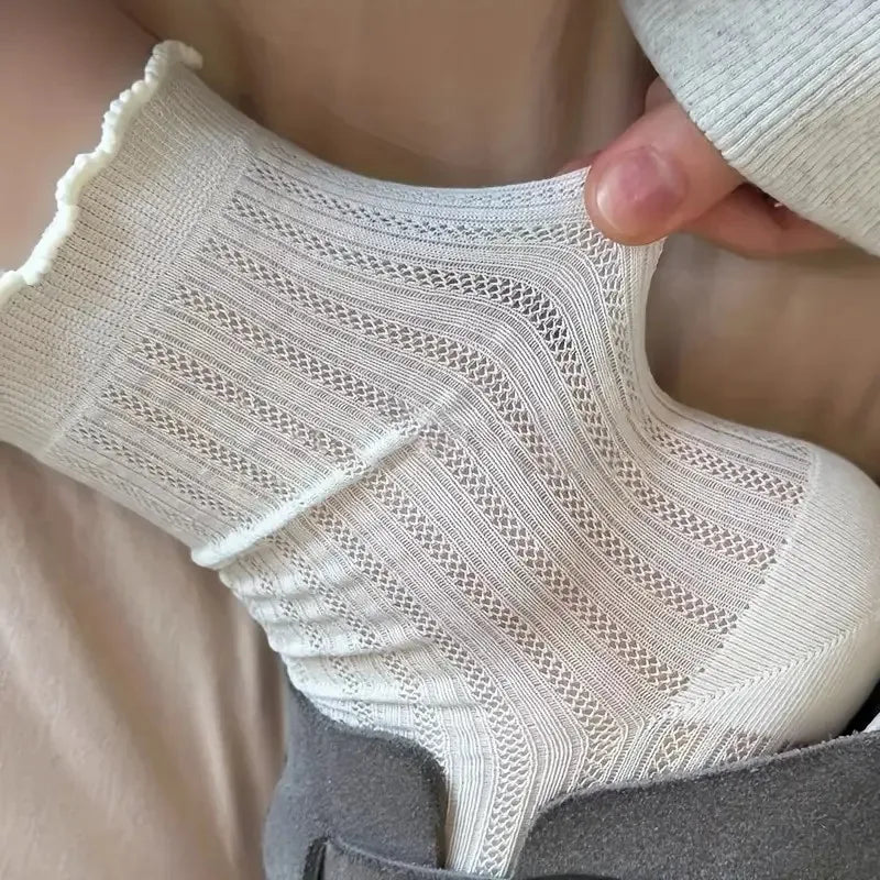 Polyester Elastane Mesh Mid Tube Casual Socks