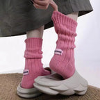 Thick Cotton Knit Mid Tube Crew Socks