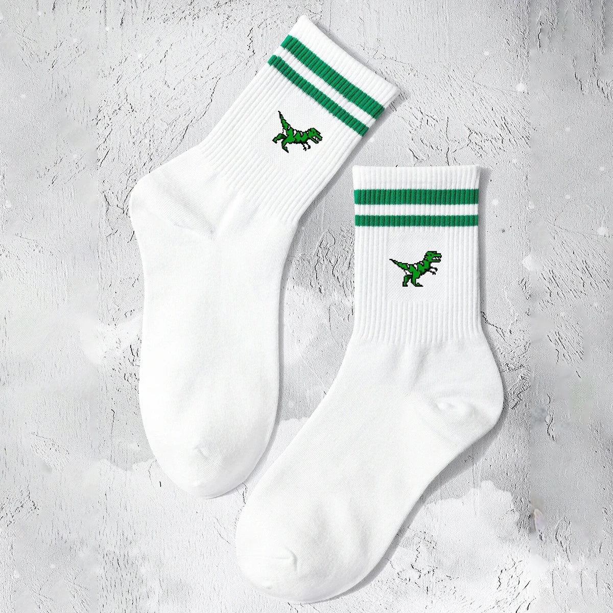 Polyester Elastane Dinosaur Pattern Crew Socks - 7