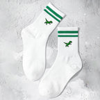 Polyester Elastane Dinosaur Pattern Crew Socks