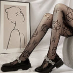 Floral Pattern Nylon Fishnet Pantyhose Tights