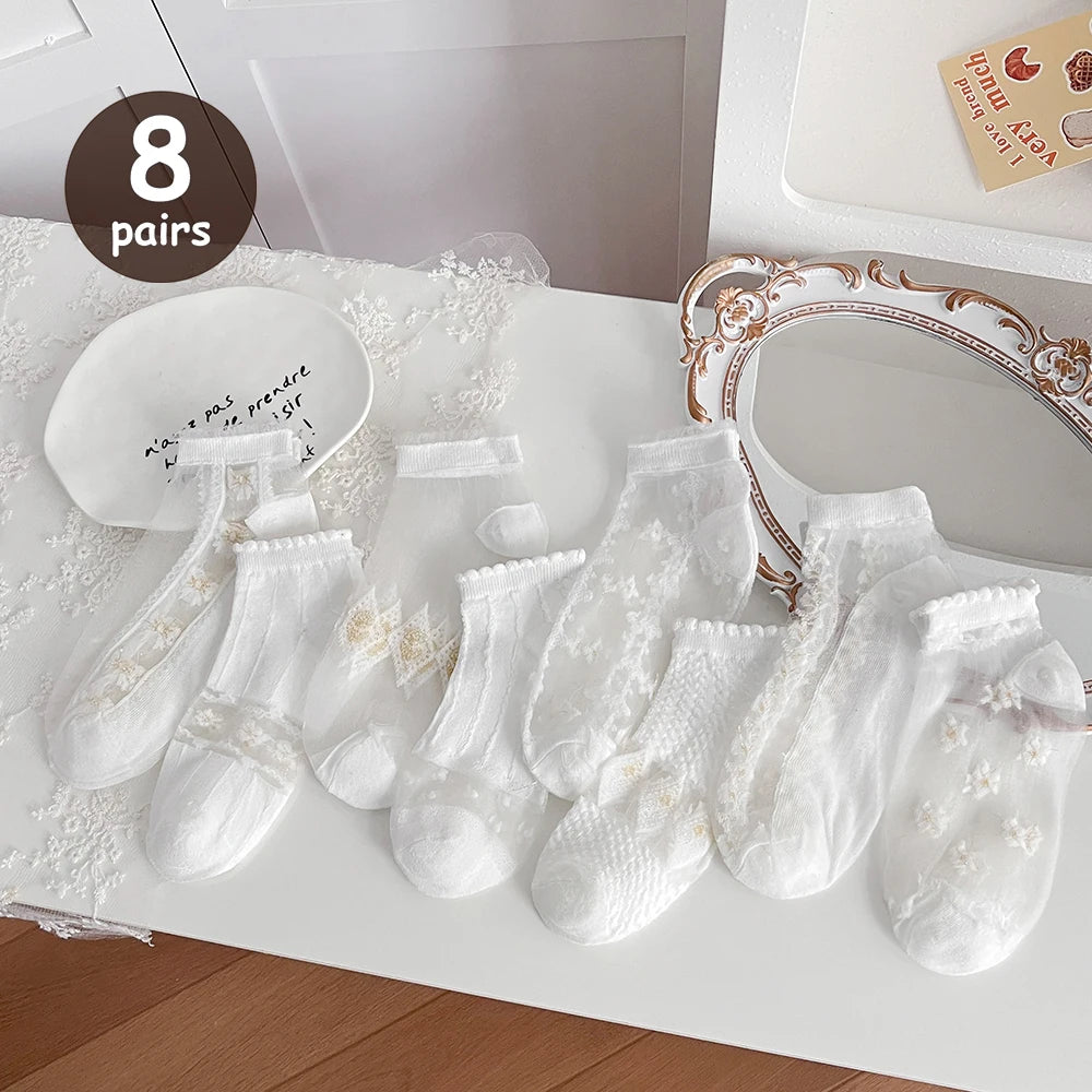 Polyester Elastane Women Low Tube Ankle Socks Set - 9