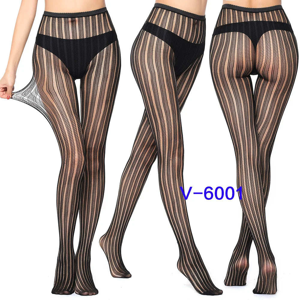 Nylon Spandex Jacquard Patterned Fishnet Pantyhose Tights