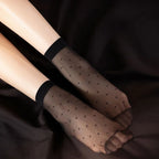 Polyester Elastane Polka Dot Sheer Dress Socks Five Pairs