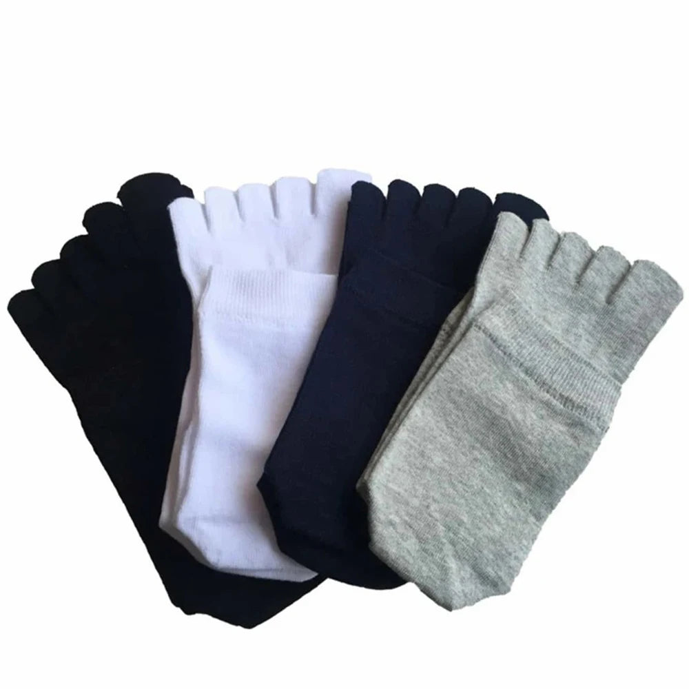Polyester Elastane Five Finger Casual Crew Socks 4 Pairs - 6