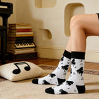 Cotton Blend Mid Calf Piano Pattern Unisex Socks