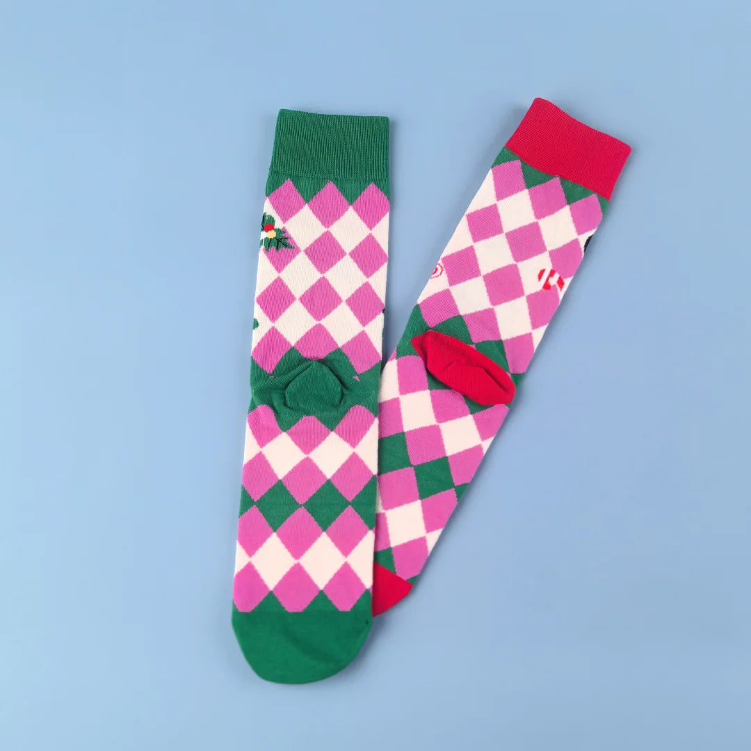 Cotton Blend Christmas Cartoon Pattern Mid Tube Socks
