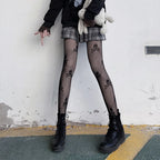 Nylon Polyester Skull Pattern Fishnet Pantyhose