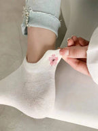 Polyester Blend Floral Print Low Cut Ankle Socks 5 Pack