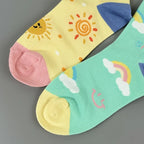 Cotton Blend Rainbow Sunflower Women Casual Crew Socks
