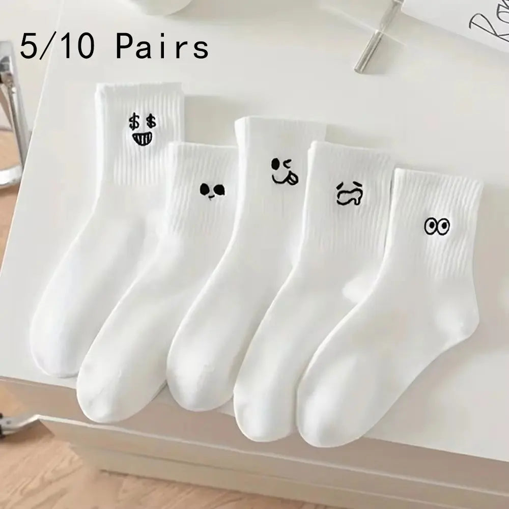 Polyester Blend Cartoon Pattern Mid Tube Socks
