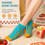 Cotton Blend French Fry Print Unisex Low Cut Socks