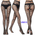 Nylon Spandex Jacquard Patterned Fishnet Pantyhose Tights