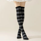 Striped Nylon Polyester Over Knee High Stockings