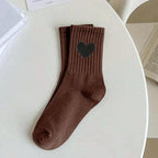 Polyester Elastane Heart Pattern Mid Tube Casual Socks