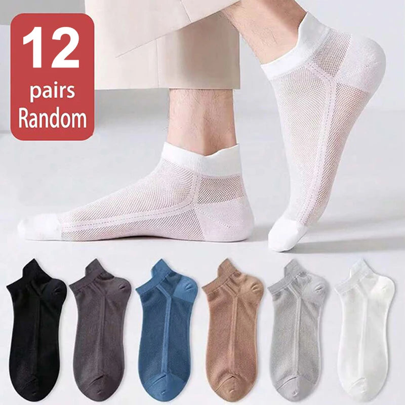 Cotton Polyester Ankle Socks Breathable Mesh Summer Casual Footwear