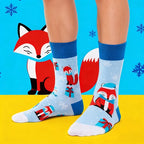 Cotton Blend Mid Calf Fox Pattern Casual Socks