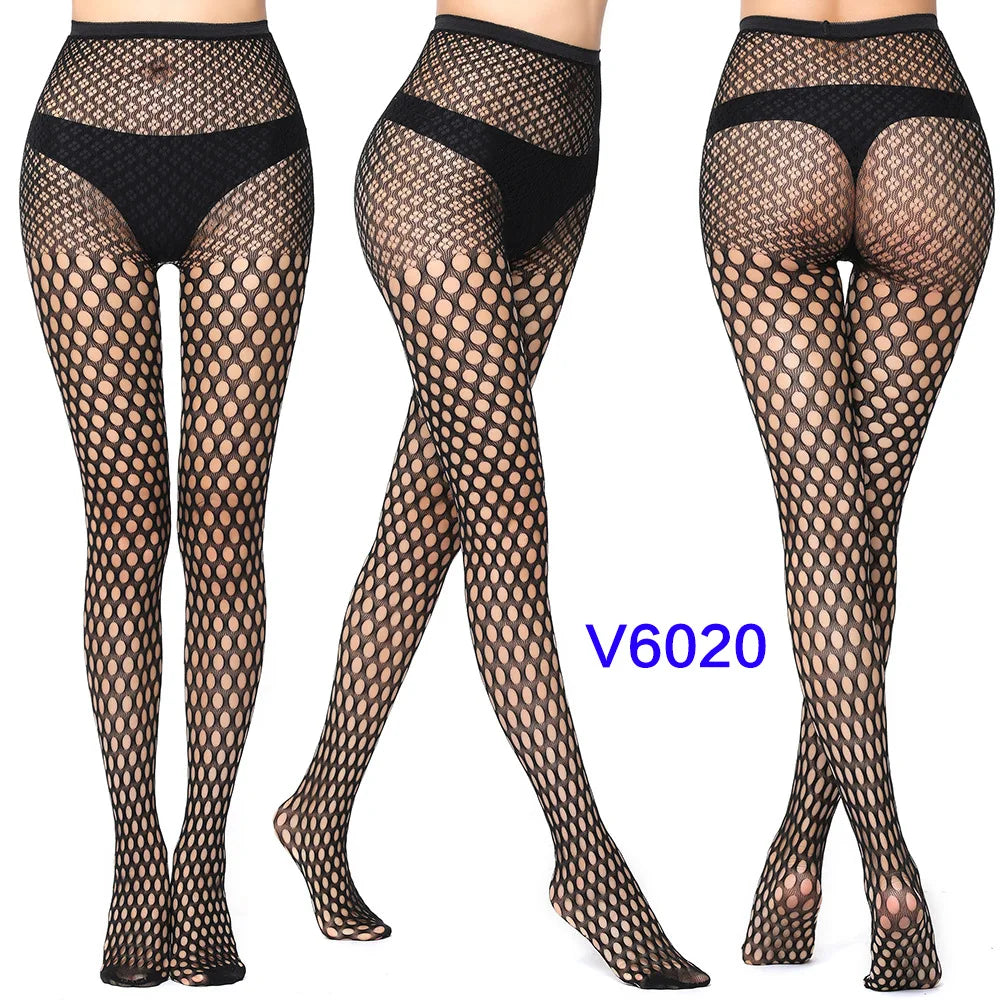Nylon Spandex Jacquard Patterned Fishnet Pantyhose Tights