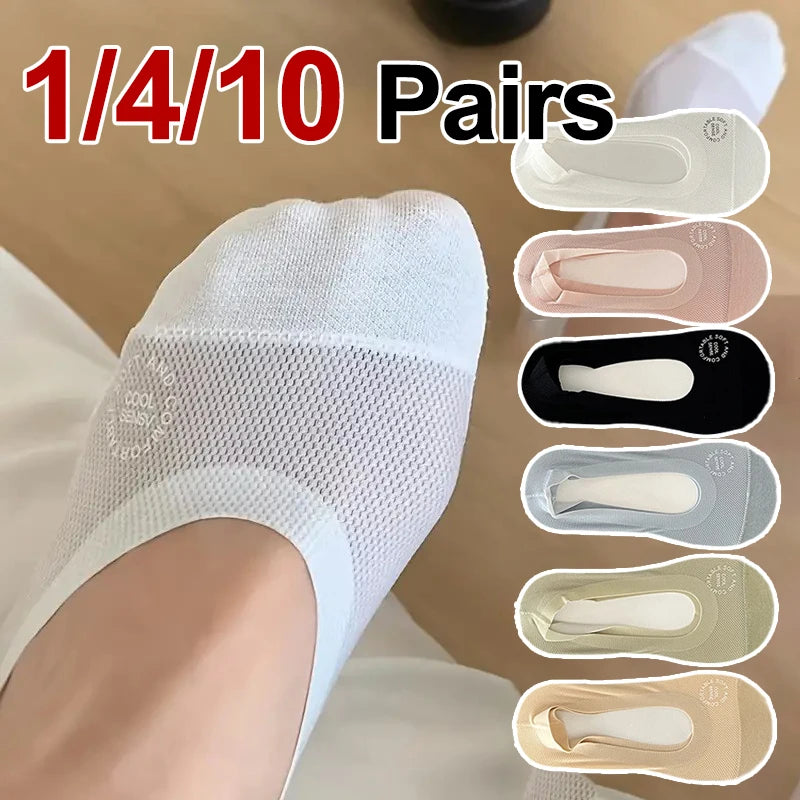 Cotton Elastane Blend Low Cut Invisible Socks - 1