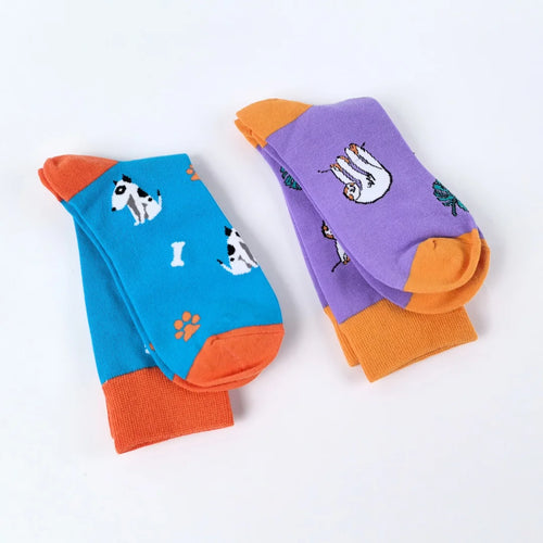 Cotton Blend Animal Print Crew Socks Unisex