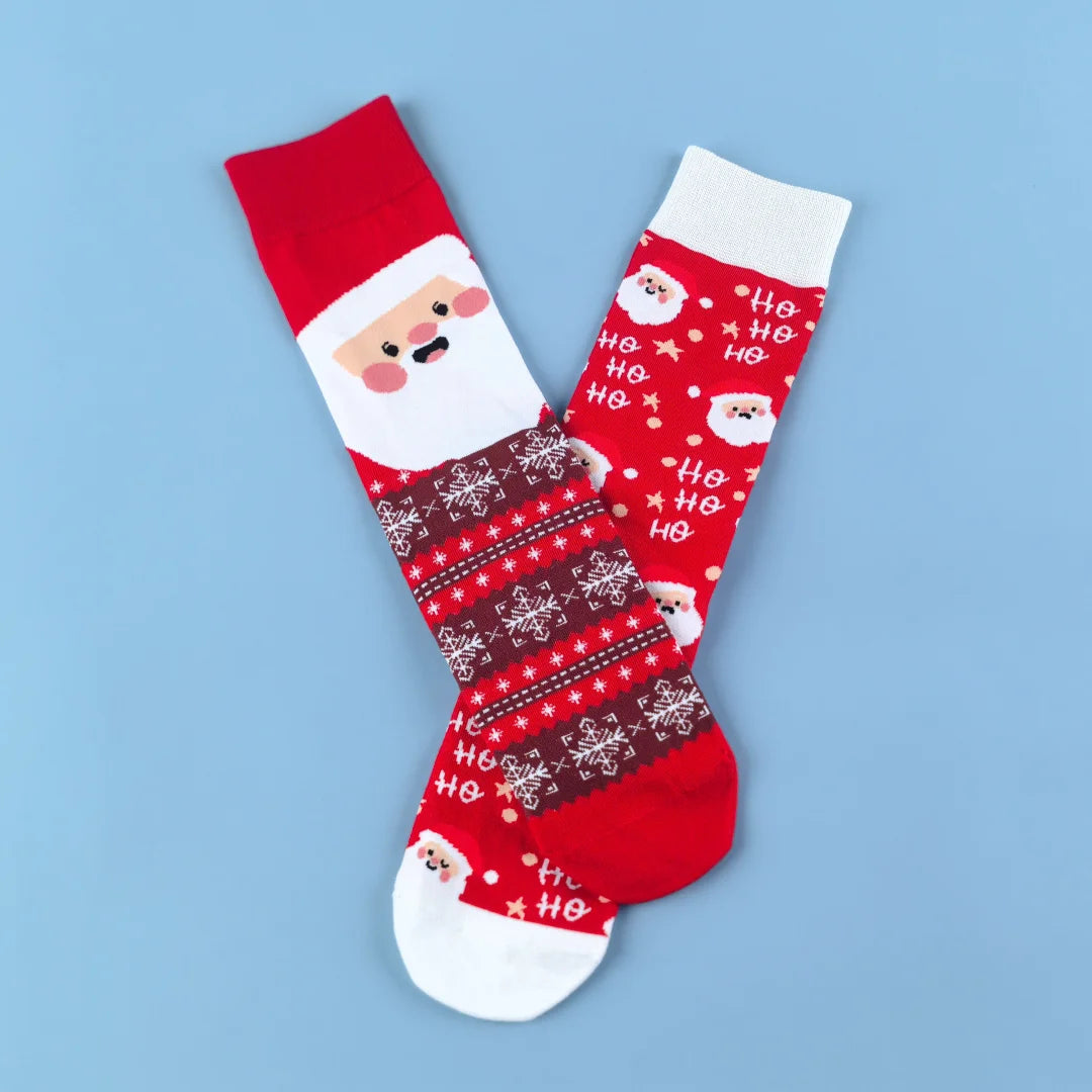 Cotton Blend Santa Claus Mid Calf Christmas Socks