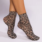 Leopard Print Nylon Casual Ankle Socks
