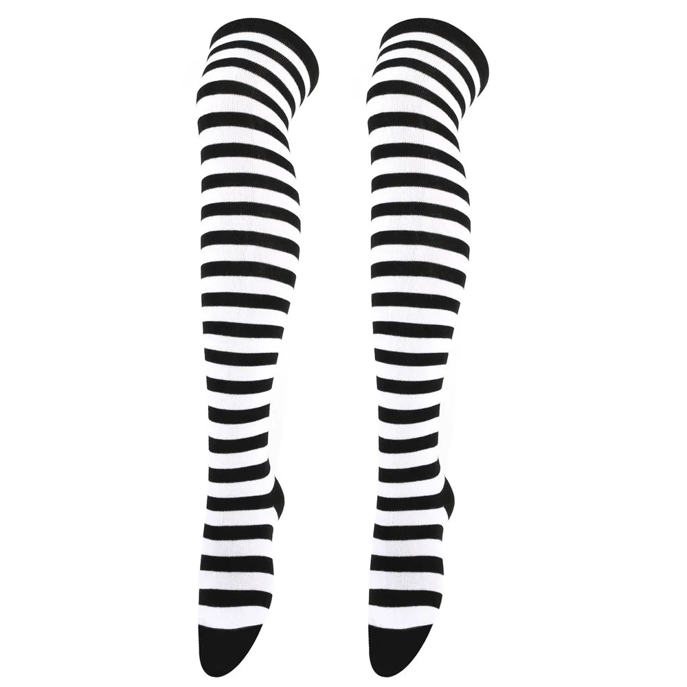 Polyester Spandex Striped Knee High Socks