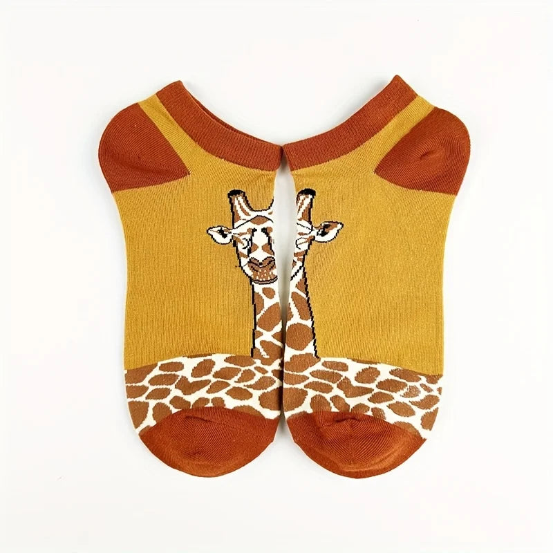 Cotton Giraffe Print Ankle Socks - 3
