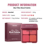 4 Color Matte Powder Blush Palette with Makeup Brush