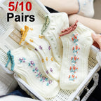 Floral Polyester Elastane Low Cut Socks