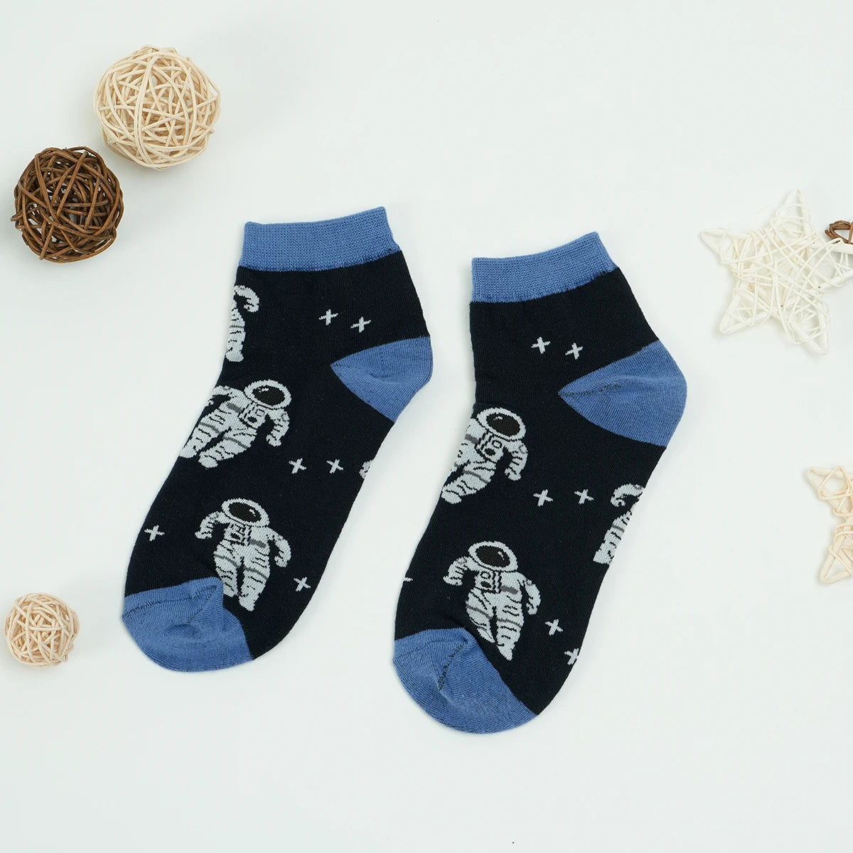 Cotton Blend Astronaut Print Ankle Socks