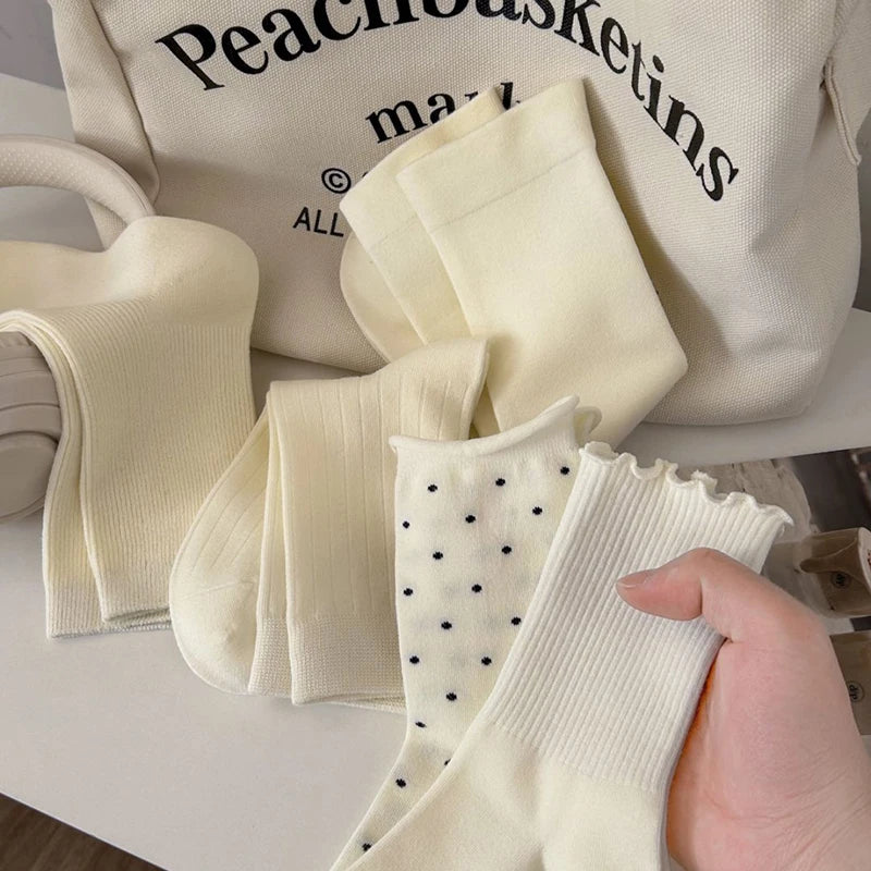 Polyester Elastane Casual Mid Tube Socks For Women