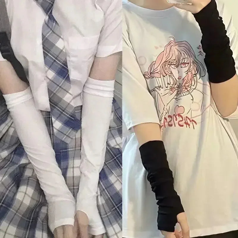 Nylon Fingerless Elbow Length Arm Warmers