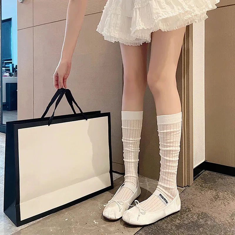 Polyester Elastane Knee Length Stacking Socks