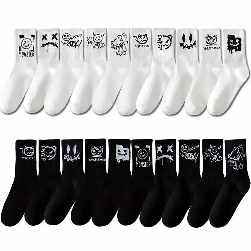 Polyester Elastane Graffiti Crew Socks