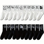Polyester Spandex Graffiti Crew Socks