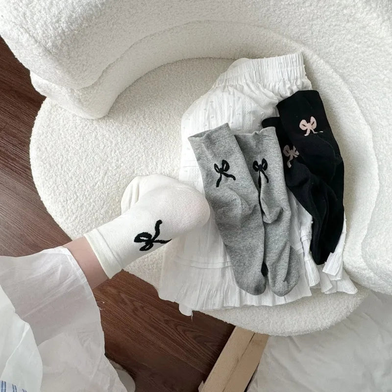 Cotton Bow Detail Crew Socks