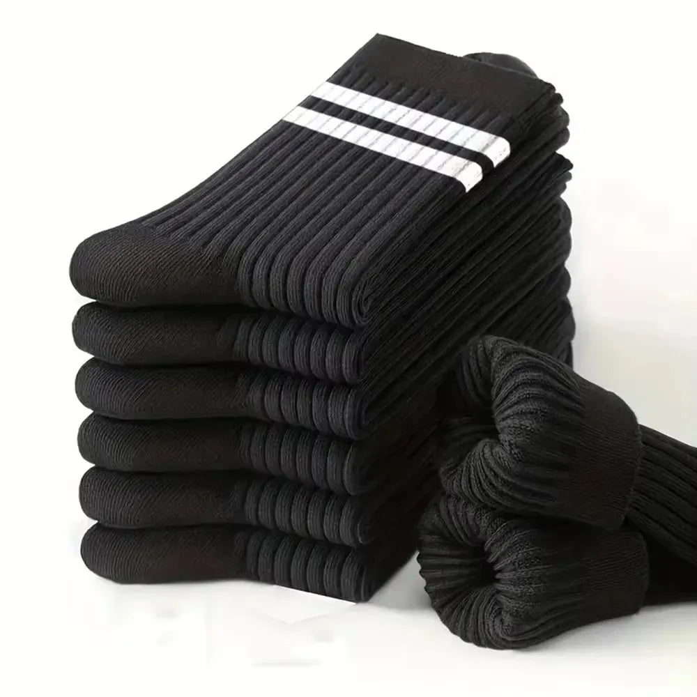 Polyester Blend Mens Crew Socks Mid Tube Casual Wear