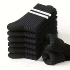 Polyester Blend Mens Crew Socks Mid Tube Casual Wear