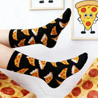 Unisex Pizza Printed Cotton Blend Casual Socks