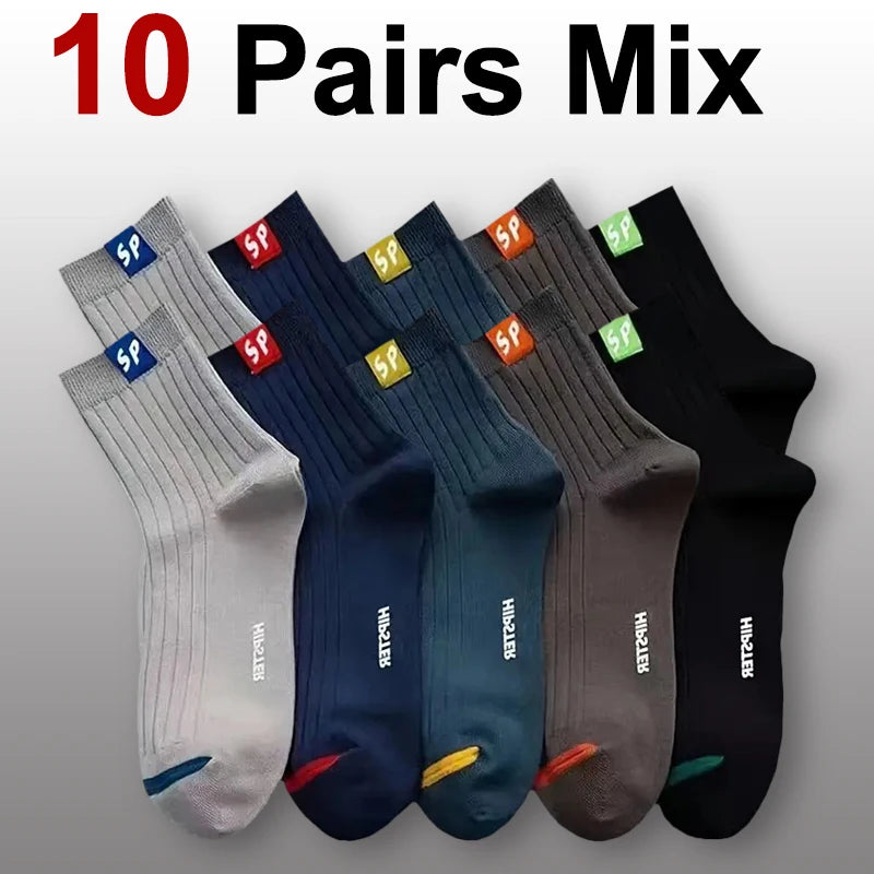 Polyester Blend Crew Socks Breathable Daily Wear - 10