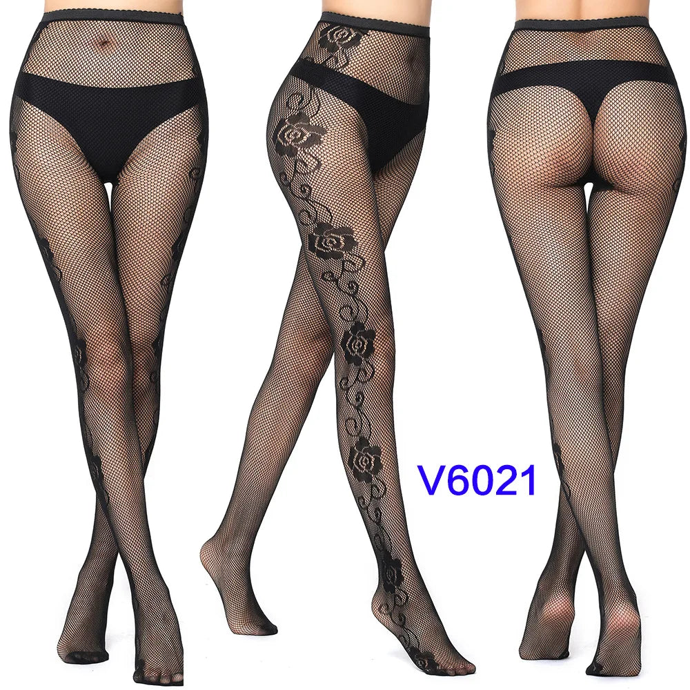 Nylon Spandex Jacquard Patterned Fishnet Pantyhose Tights