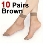 10 Pairs Transparent Nylon Silk Casual Socks
