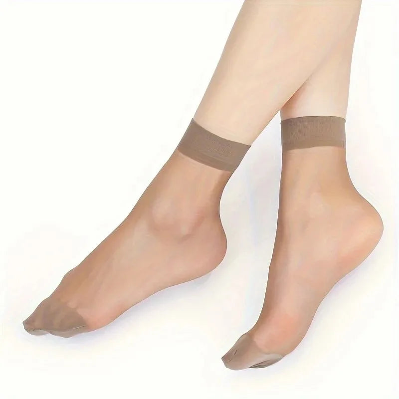 10 Pairs Transparent Nylon Silk Casual Socks