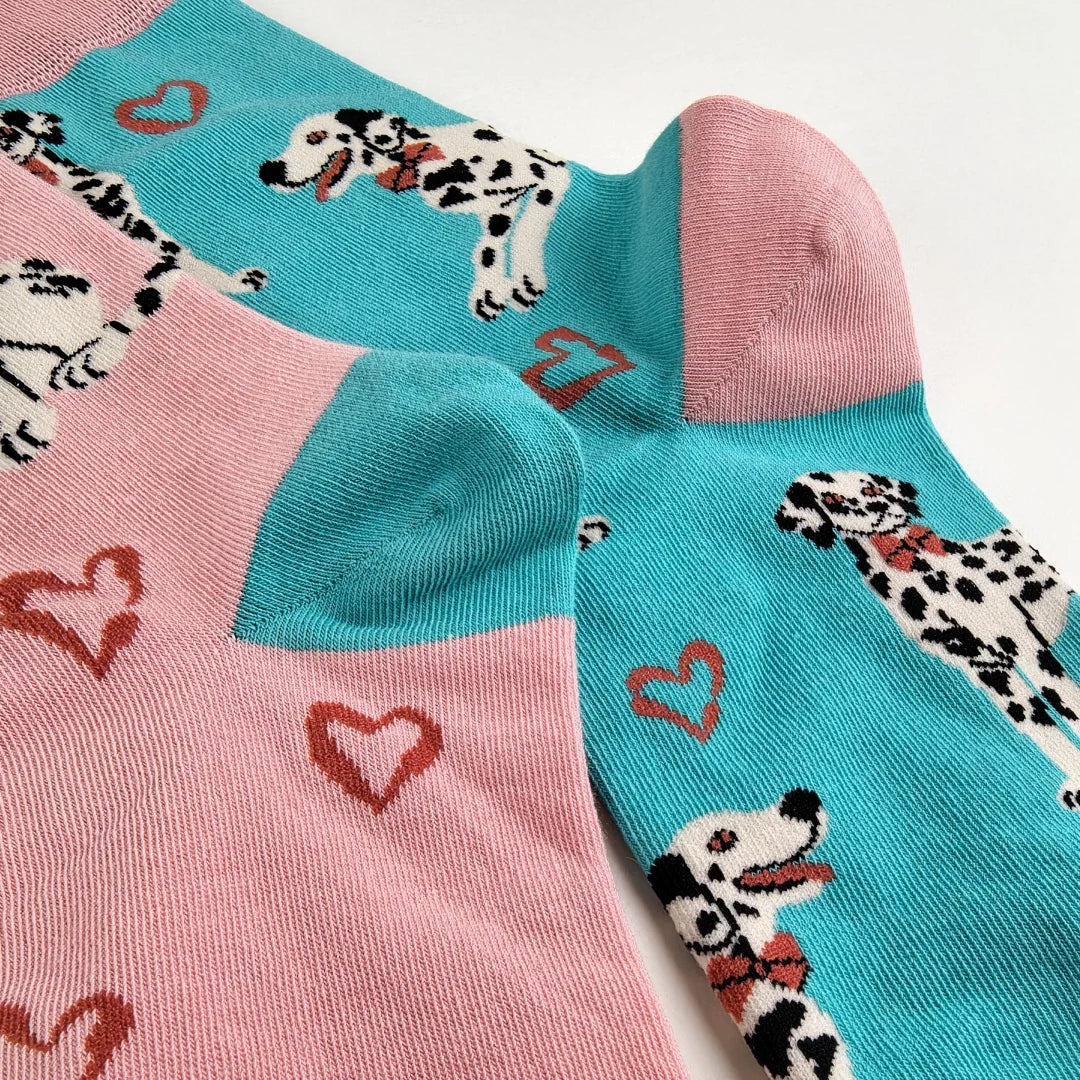 Cotton Blend Spotted Dog Print Mid Calf Casual Socks - 5