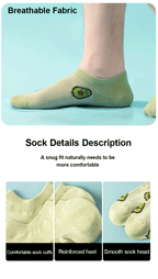 5 Pairs Polyester Avocado Pattern Low Cut Ankle Socks For Women